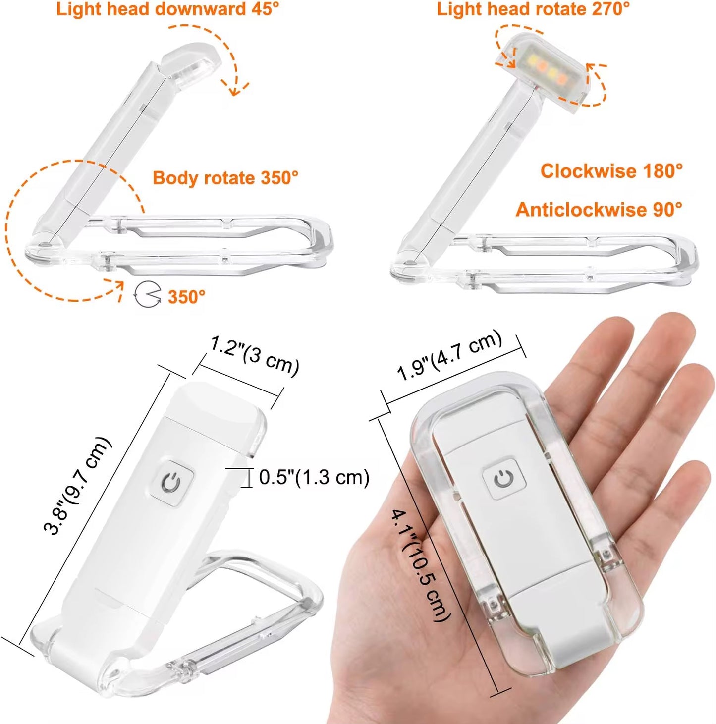 LED USB Rechargeable Book Light Reading Light Eye Protection